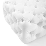 Amour Tufted Button Square Faux Leather Ottoman by Lefancy