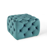 Amour Tufted Button Square Performance Velvet Ottoman by Lefancy