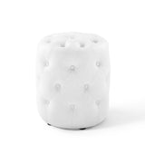 Amour Tufted Button Round Faux Leather Ottoman by Lefancy