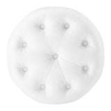 Amour Tufted Button Round Faux Leather Ottoman by Lefancy