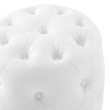 Amour Tufted Button Round Faux Leather Ottoman by Lefancy