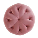 Amour Tufted Button Round Performance Velvet Ottoman by Lefancy