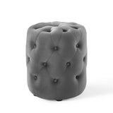 Amour Tufted Button Round Performance Velvet Ottoman by Lefancy