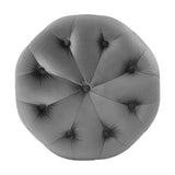 Amour Tufted Button Round Performance Velvet Ottoman by Lefancy