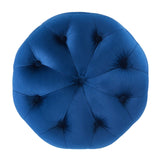 Amour Tufted Button Round Performance Velvet Ottoman by Lefancy