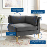 Ardent Performance Velvet Sectional Sofa Corner Chair by Lefancy