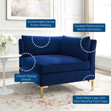 Ardent Performance Velvet Sectional Sofa Corner Chair by Lefancy
