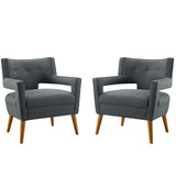 Sheer Upholstered Fabric Armchair Set of 2 by Lefancy