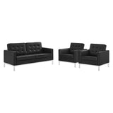 Loft 3 Piece Tufted Upholstered Faux Leather Set by Lefancy