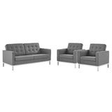 Loft 3 Piece Tufted Upholstered Faux Leather Set by Lefancy