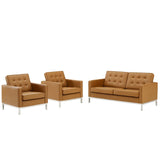 Loft 3 Piece Tufted Upholstered Faux Leather Set by Lefancy
