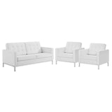 Loft 3 Piece Tufted Upholstered Faux Leather Set by Lefancy