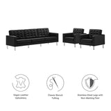 Loft 3-Piece Tufted Vegan Leather Furniture Set by Lefancy