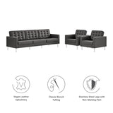 Loft 3-Piece Tufted Vegan Leather Furniture Set by Lefancy