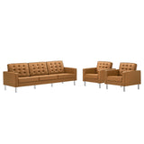 Loft 3-Piece Tufted Vegan Leather Furniture Set by Lefancy