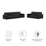 Loft 2-Piece Tufted Vegan Leather Furniture Set by Lefancy