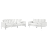 Loft 2-Piece Tufted Vegan Leather Furniture Set by Lefancy