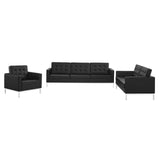Loft 3 Piece Tufted Upholstered Faux Leather Set by Lefancy