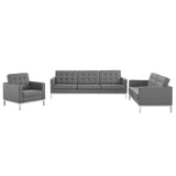 Loft 3 Piece Tufted Upholstered Faux Leather Set by Lefancy
