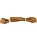 Loft 3 Piece Tufted Upholstered Faux Leather Set by Lefancy
