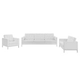 Loft 3 Piece Tufted Upholstered Faux Leather Set by Lefancy