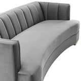 Encompass Channel Tufted Performance Velvet Curved Sofa by Lefancy