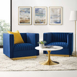 Sanguine Vertical Channel Tufted Upholstered Performance Velvet Armchair Set of 2 by Lefancy