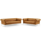 Idyll Tufted Upholstered Leather Sofa and Loveseat Set by Lefancy
