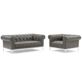 Idyll Tufted Upholstered Leather Loveseat and Armchair by Lefancy