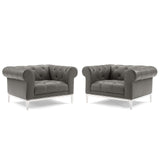 Idyll Tufted Upholstered Leather Armchair Set of 2 by Lefancy