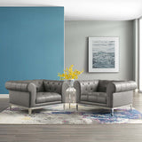 Idyll Tufted Upholstered Leather Armchair Set of 2 by Lefancy