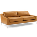 Harness Stainless Steel Base Leather Sofa and Loveseat Set by Lefancy
