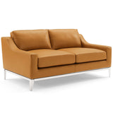 Harness Stainless Steel Base Leather Sofa and Loveseat Set by Lefancy