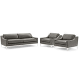 Harness 3 Piece Stainless Steel Base Leather Set by Lefancy