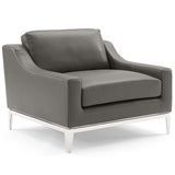 Harness Stainless Steel Base Leather Armchair Set of 2 by Lefancy