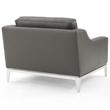 Harness Stainless Steel Base Leather Armchair Set of 2 by Lefancy