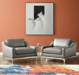 Harness Stainless Steel Base Leather Armchair Set of 2 by Lefancy