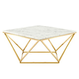 Vertex Gold Metal Stainless Steel Coffee Table by Lefancy