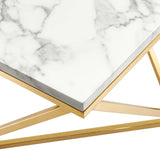 Vertex Gold Metal Stainless Steel Coffee Table by Lefancy