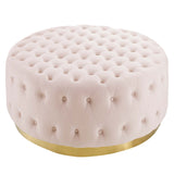 Ensconce Tufted Performance Velvet Round Ottoman by Lefancy