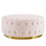 Ensconce Tufted Performance Velvet Round Ottoman by Lefancy