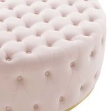 Ensconce Tufted Performance Velvet Round Ottoman by Lefancy