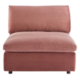 Commix Down Filled Overstuffed Performance Velvet Armless Chair by Lefancy