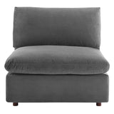Commix Down Filled Overstuffed Performance Velvet Armless Chair by Lefancy