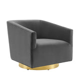 Twist Accent Lounge Performance Velvet Swivel Chair by Lefancy