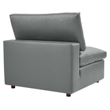 Commix Down Filled Overstuffed Vegan Leather Armless Chair by Lefancy