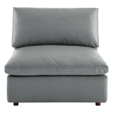 Commix Down Filled Overstuffed Vegan Leather Armless Chair by Lefancy