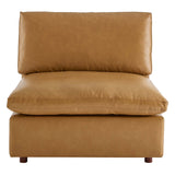 Commix Down Filled Overstuffed Vegan Leather Armless Chair by Lefancy