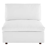 Commix Down Filled Overstuffed Vegan Leather Armless Chair by Lefancy