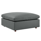 Commix Down Filled Overstuffed Vegan Leather Ottoman by Lefancy